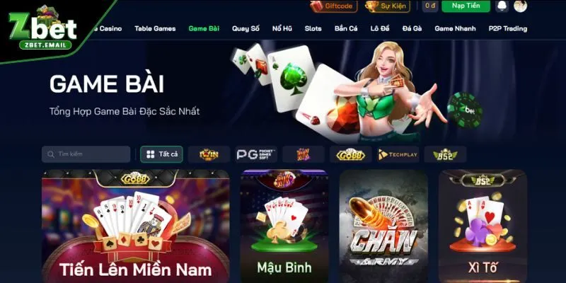 Khái quát về sảnh chơi game bài tại ZBET